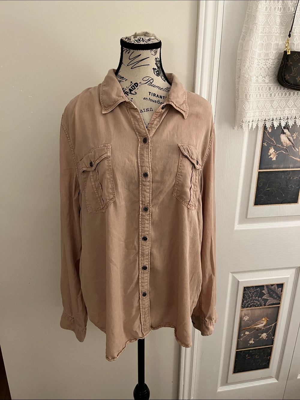 Natural Reflections Button-Down Shirt in Dusty Blush